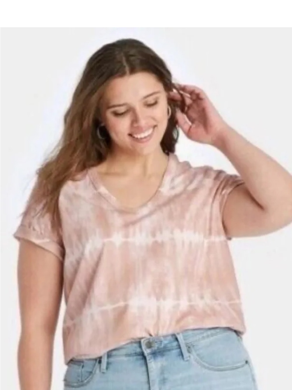 Universal Thread Rose Tie-Dye Short Sleeve V-Neck Tee